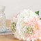 Spring Tabletop Decor – Pink Silk Hydrangea Floral Arrangement in Glass Vase, Artificial Flowers for Home, Office & Dining Table Centerpieces